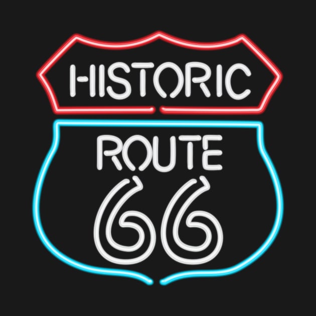 Historic Route 66 Vintage Retro Style Neon Sign by Xeire