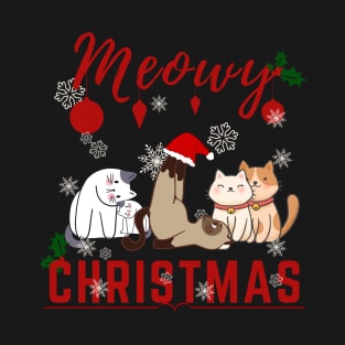 Meowy Christmas the funny merry Christmas concept for cat lover T-Shirt