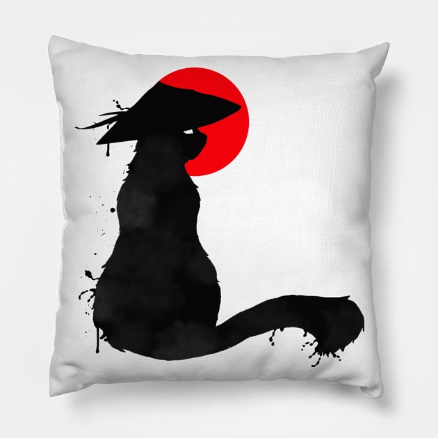 Japan Samurai Cat Pillow by Bongonation