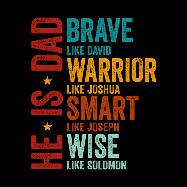 He Is Dad, Happy Fathers Day, Brave Like David, Warrior Like Joshua, Smart Like Joseph, Wise Like Solomon, Bible Verses by artbyGreen