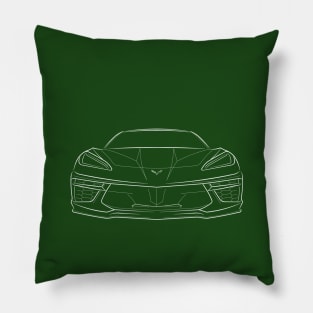 2020 Chevy Corvette Stingray C8 - front stencil, white Pillow