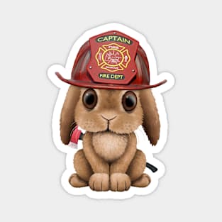 Cute Baby Bunny Firefighter Magnet