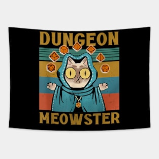 Dungeon Meowster Funny Nerdy Gamer Cat D20 Dice Rpg Dungeons And Dragons Tapestry