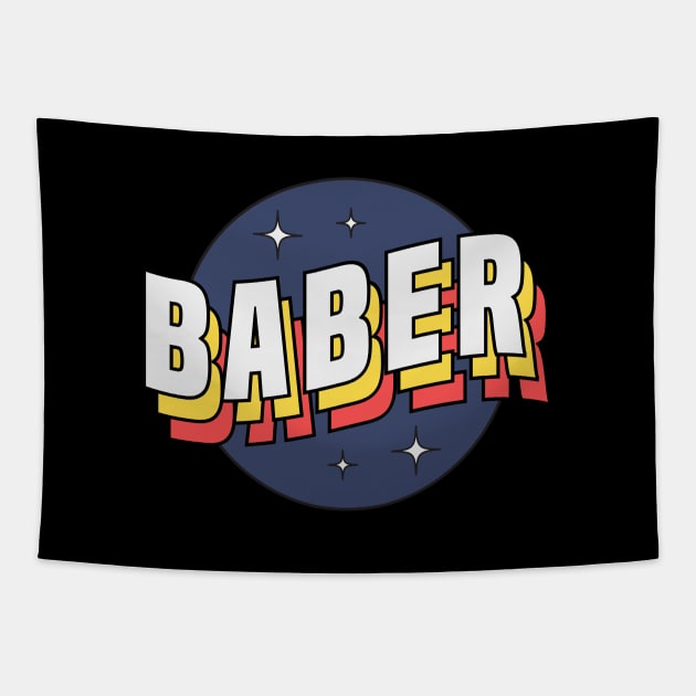 Baber - Colorful Layered Retro Letters Tapestry by Mandegraph