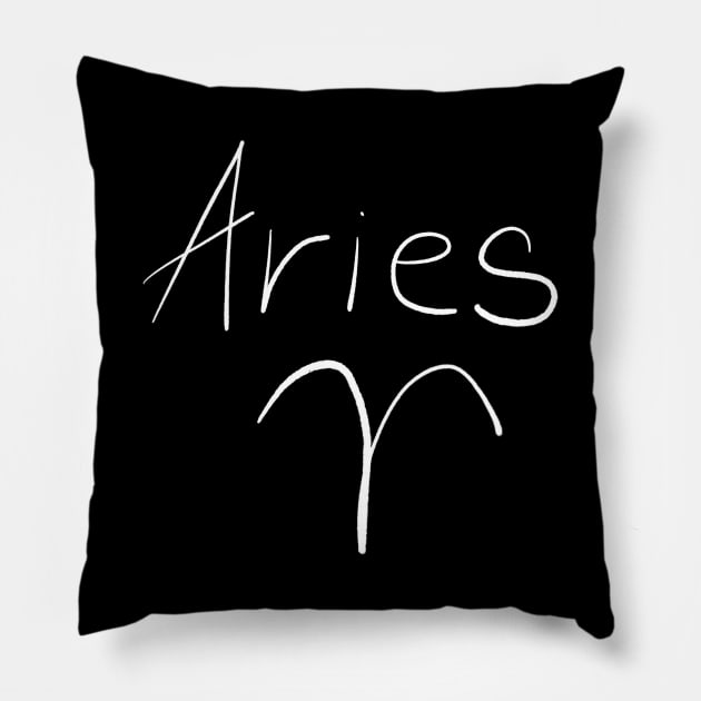 Aries handwritten astrology symbol Pillow by Pragonette