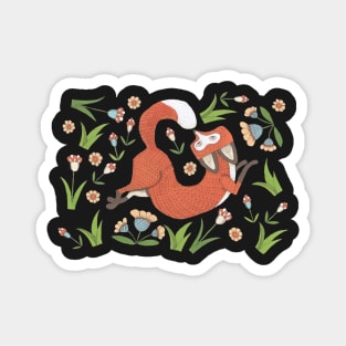 Fox Trot in the Flowers Magnet