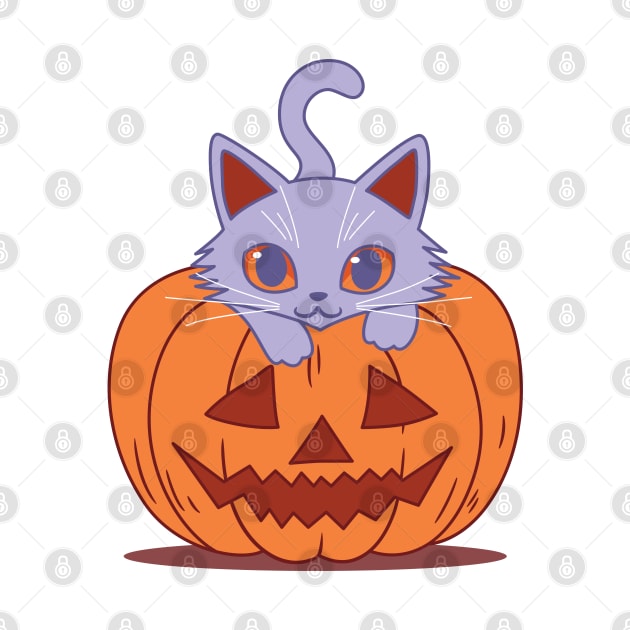 Halloween Cat on Pumpkin by JS Arts