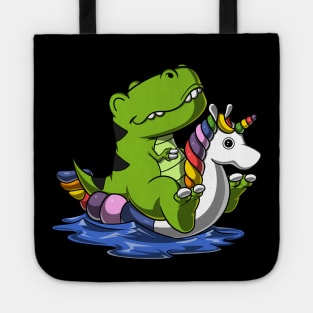 T-Rex Dinosaur Riding Unicorn Float Tote