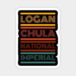 "Logan. Chula. National. Imperial." Magnet