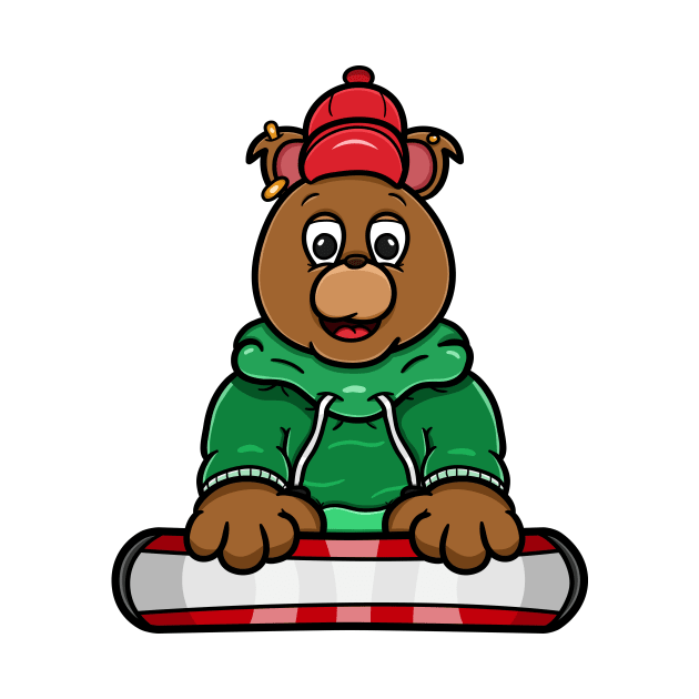 Bear Head Skating Cartoon by tedykurniawan12