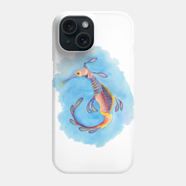 Weedy seadragon against blue background - watercolour Phone Case by ZoyaArt