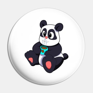 Panda with Cup of Coffee Pin