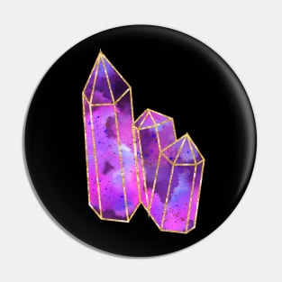 Purple Quartz Crystals Pin