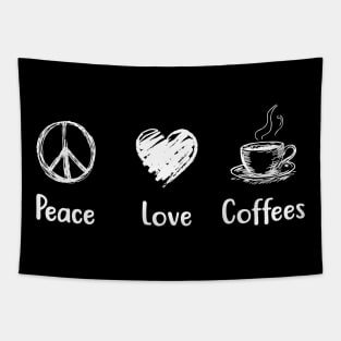 Peace Love Coffees Peace Sign Tapestry