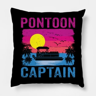 Vintage Style Pontoon Captain Shirt Funny Pontoon Boat Lover Pillow