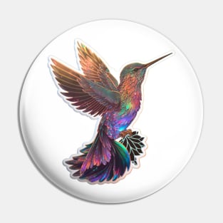 Holographic Puffy Hummingbird Pin