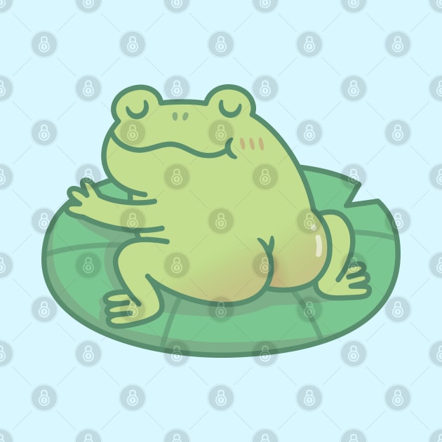 Frog With Cute Butt Resting On Lily Pad by rustydoodle
