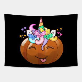Pumpkin Unicorn Cute Pumpkincorn Halloween Tapestry