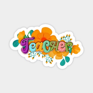 Teacher floral lettering Magnet