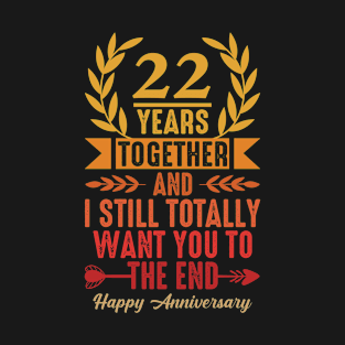 married couple 22 years Together, Happy 22nd wedding Anniversary T-Shirt