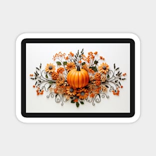 Fall Pumpkins and White Flowers Magnet