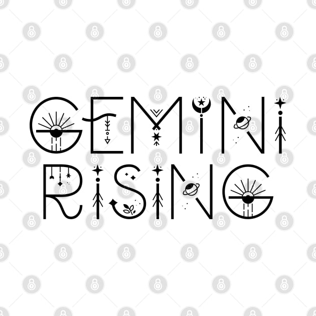 Gemini rising sign celestial typography by lilacleopardco