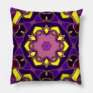 Cartoon Mandala Flower Purple and Yellow Pillow