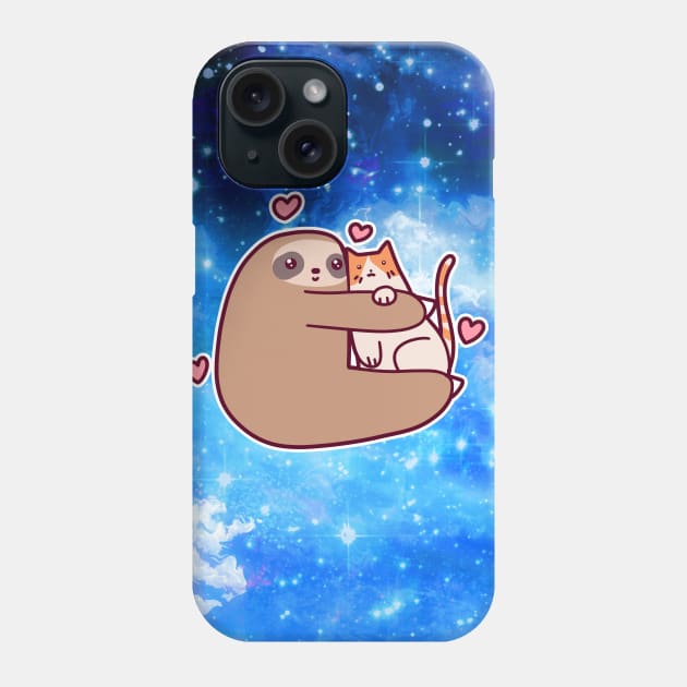 Sloth Loves Cat Night Sky Phone Case by saradaboru