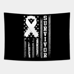 Lung Or Brain Cancer Survivor T Shirt White Ribbon Tapestry