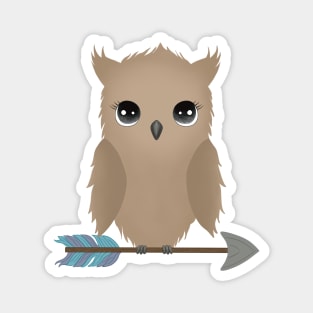 Cute Baby Owl Sitting on Arrow Magnet