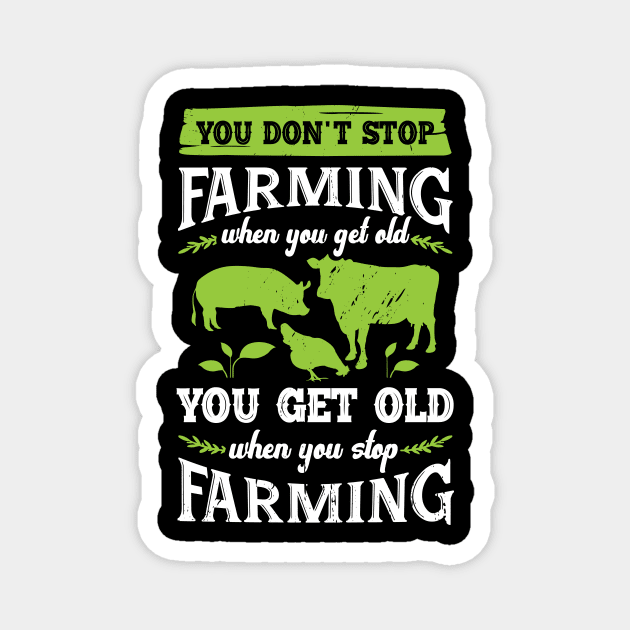 Farmer Old Woman Man Farming Grandma Grandpa Gift Magnet by Dolde08