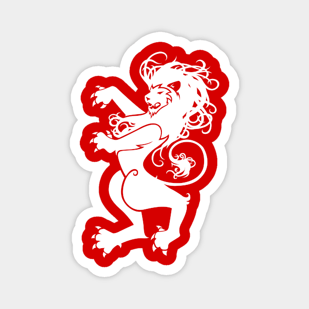 Rampant Lion in White Magnet by graphicfire