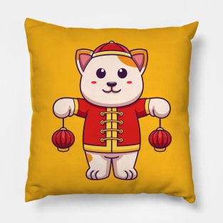 Cute Chinese cat artwork Pillow