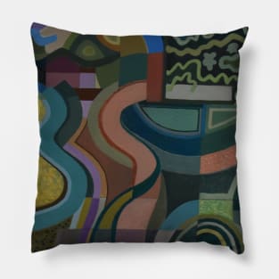 Oxford Landscape Abstract Painting Pillow