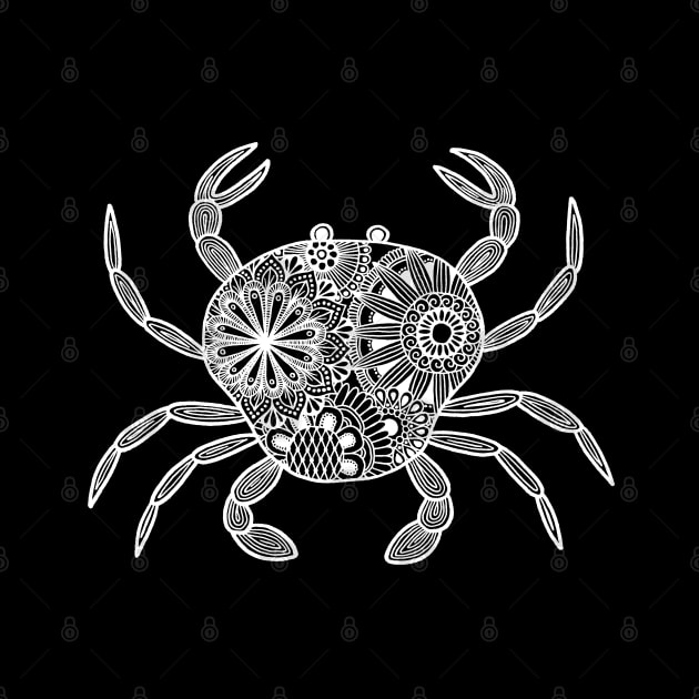 Mandala Crab (black and white inverted) by calenbundalas