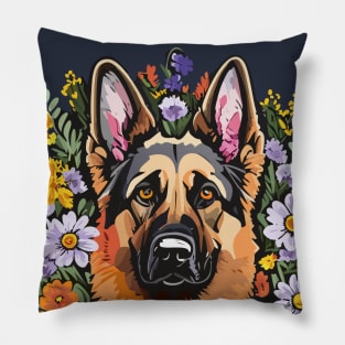 Floral German Shepherd Dog Pillow