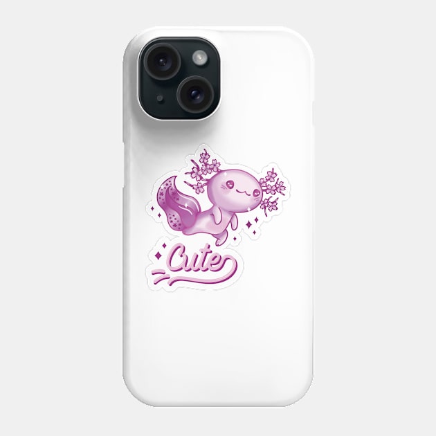 Cute Pink Kawaii Axolotl Phone Case by G33KT33S