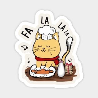 Meowy Christmas Chef Cat Fa La La La Magnet