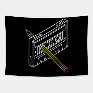 Rewind audio cassette with pencil Tapestry