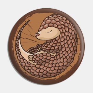 Cute Sleeping Pangolin Illustration Pin