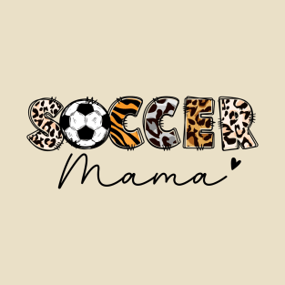 Soccer Mama, Cute Leopard Print Soccer Sports Mom Mother's Day 2023 Gift T-Shirt