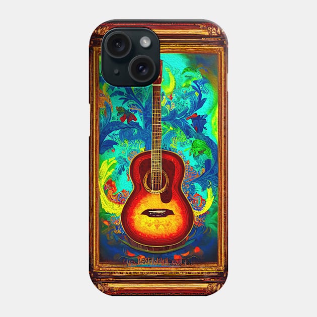 Acoustic Guitar Oil Painting Style Digital Art Phone Case by Analog Designs