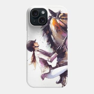 Artistic illustration of equestrian rider jumping a gate Phone Case