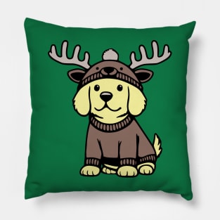 Puppy Reindeer Pillow