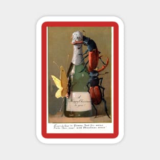 Victorian Christmas Wine and Insects Greetings Magnet
