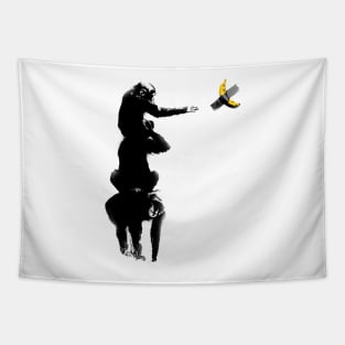 Chimpanzee and Banana Taped Tapestry