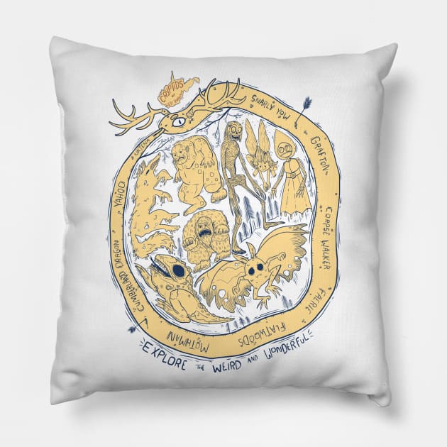 West Virginia Cryptids : Explore the Weird and Wonderful T-Shirt Pillow by Ballyraven