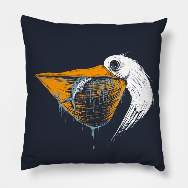 great white pelican Pillow by martinskowsky