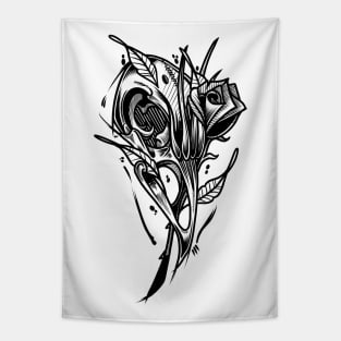 Bird Skull & Rose Ink Tapestry