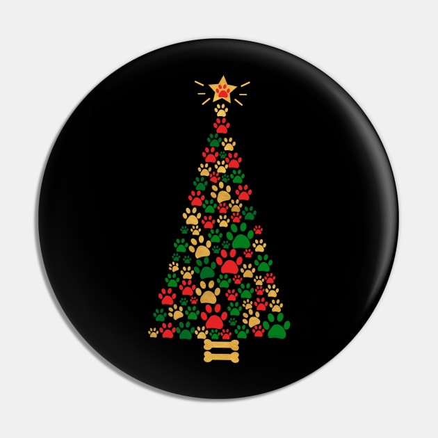 Dog Lovers Cute and Funny Dog Paws Prints Christmas Tree Pin by Dibble Dabble Designs